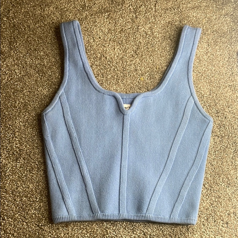 Aerie Blue Fitted Crop Tank Top